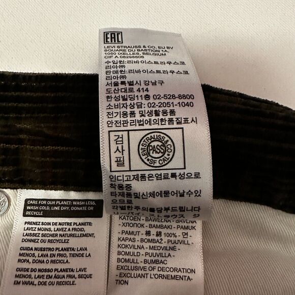 NWT Levi's 578 Baggy Corduroy Jeans Ennis Plaid Brown Size 33x30 (34X28) $98 - Picture 12 of 14